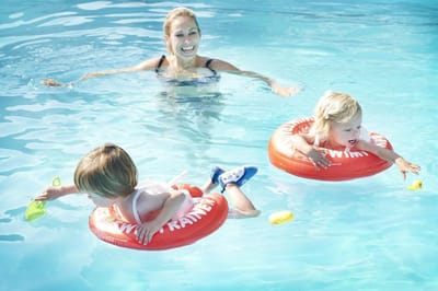 DE ACTIEVE BABYFLOAT | ZWEMTRAINER | SWIMTRAINER "Classic" rood (3 maanden tot 4 jaar) (Keurmerken: CE-TüV-EN13138-1:2014)