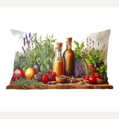 Sierkussens - Kussentjes Woonkamer - 60x40 cm - Stilleven - Kruiden - Specerijen - Fruit - Kleurrijk