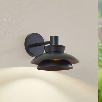 Lucande - Wandlamp buiten - 1licht - IJzer, glas, aluminium, staal - H: 19.2 cm - E14 - zwart
