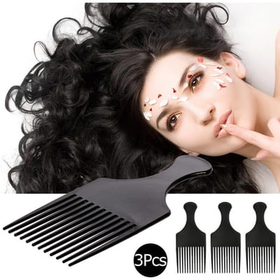 Anself 3 PCS Peigne Brosse à Cheveux Bouclés Peigne Coiffure Outil de Coiffure Noir pour Homme et Femme 3Pcs black