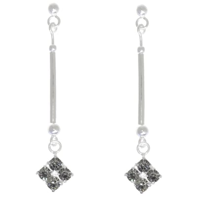 Behave – Oorbellen – 925 Sterling Zilveren langwerpige Oorstekers met Grijze Kristal steentjes