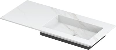 INK Post wastafel in keramische slab met envelop bodem wasbak rechts zonder kraangat 100x45x1cm, calacatta mat