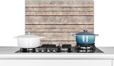 Spatscherm keuken 60x40 cm - Kookplaat achterwand Brocante - Patronen - Hout - Planken - Muurbeschermer - Spatwand fornuis - Hoogwaardig aluminium
