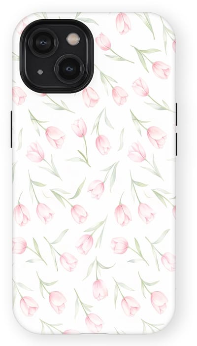 Bloemen Design Hoesje geschikt voor iPhone 14 | Flower Print Tough Case met Mag | Shockproof | Bloemen Motief Backcover geschikt voor iPhone 14 Soft Tulips