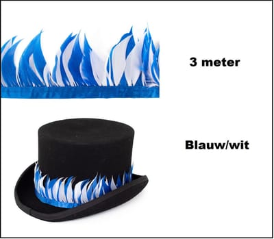 Verenband blauw/wit 3 meter - Festival hoed thema feest carnaval