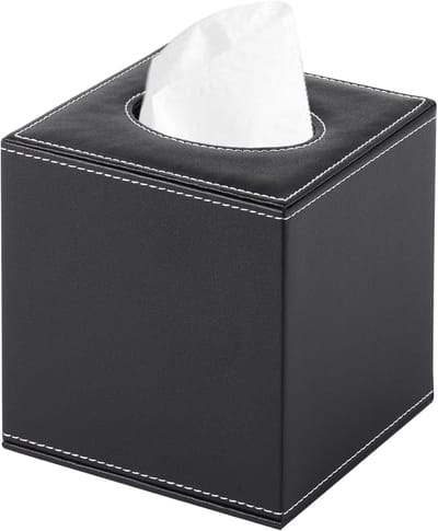 Vierkante Tissue Box Houder - Zwart PU Leder - Decoratief voor Kantoor en Badkamer