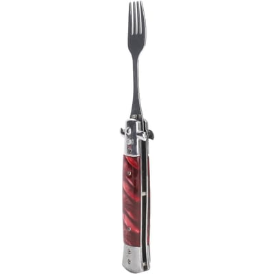 Opvouwbare Veer Camping Vork Eén Knop Flick 304 Roestvrij Staal Zakformaat Automatische Veer L(for 6.5-9kg) rood