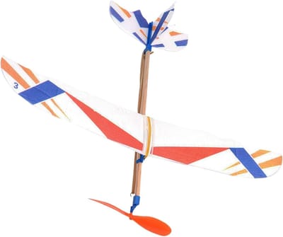 Vliegtuig met band - Vliegmodel Speelgoed - Buiten Plezier - Elastische Energie - 36 cm - Veelkleurig