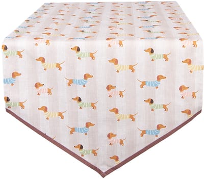 Clayre & Eef Tafelloper 50x160 cm Beige Katoen