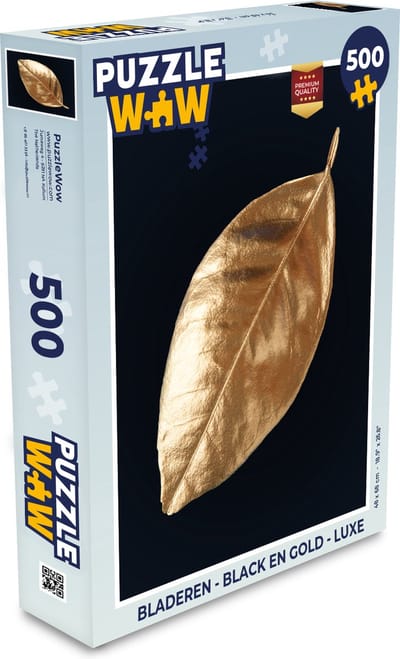 Puzzel Bladeren - Black en gold - Luxe - Natuur - Planten - Legpuzzel - Puzzel 500 stukjes