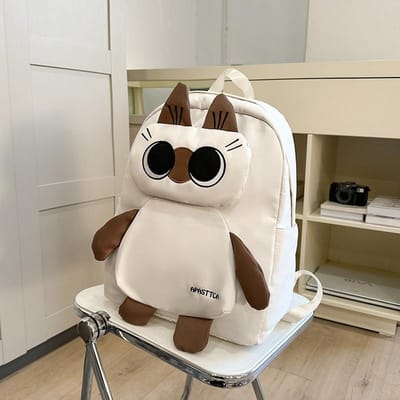 Vieze Cartoon Schattige Siamese Kat Rugzak Junior Middelbare School Student Middelbare School Student Tas Grote Capaciteit Schattige Meisje Rugzak. .