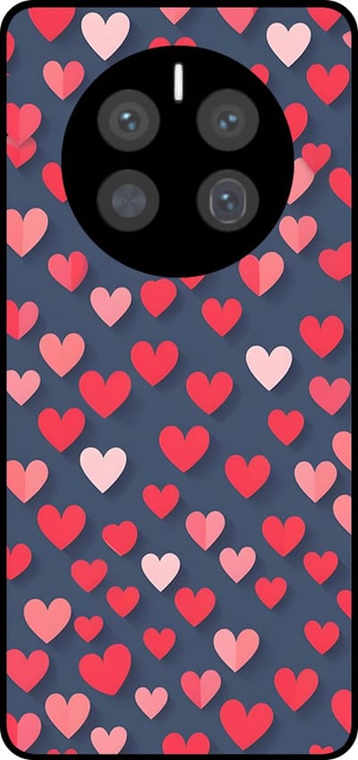 Smartphonica Telefoonhoesje Geschikt voor Huawei Mate 50 Pro met Roze en Rode Hartjes Opdruk - TPU Backcover Case With Rosé and Red Heart Design geschikt voor Huawei Mate 50 Pro