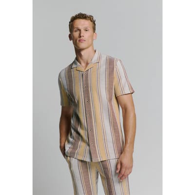 No Excess Shirt Short Sleeve Jersey Revers Collar Multi Colour Vertica Größe: S | Casual hemden Outlet | Herren