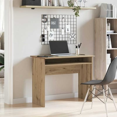 vidaXL - Bureau - 90x50x74 - cm - bewerkt - hout - artisanaal - eikenkleur