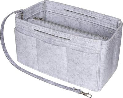 Famanu – Vilten handtasorganizer - bag-in-bag organizer handtas voering - draagtas organizer (6 kleuren - 3 maten) - Lichtgrijs - X-Large:35(L)x17(W)x18(H)CM