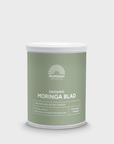 Mattisson - Biologisch Moringa Blad Poeder - Vegan Voedingssupplement - Bron van Mineralen - 125 Gram