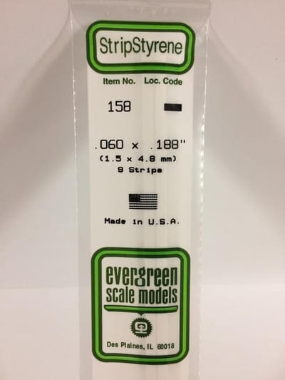 Evergreen Modelbouwdecoratie - 158 Strip 1,5mmX4,8mmX35cm -9 stuks Styreen