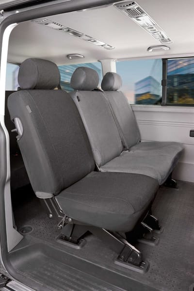 Walser Autostoelhoes Transporter Fit van stof antraciet geschikt voor VW T5 - Enkele zetel achteraan