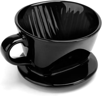 longziming -Keramische Koffiefilterhouder – Duurzame Herbruikbare Handmatige Koffiedripper van Zwarte Keramiek – Eenvoudig in Gebruik voor Aroma-rijke Single Cup Pour-Over Koffie
