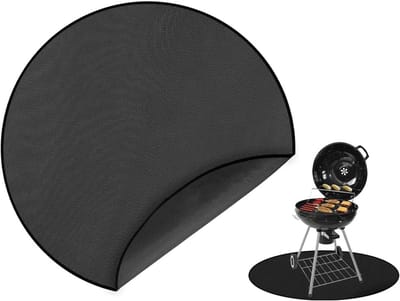 SnelShoppen - Ronde Vuurvaste Grillmat 24 Inch - Vloerbescherming voor Patio, Tuin, Camping - Zwart - Brandwerend, Antislip, Dubbelzijdig, Hoogwaardig