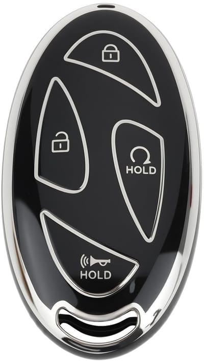 Dailygoods- Sleutelhoes Op Maat - TPU Beveiligd - 7-knops - Compatibel met Hyundai - Zilver/Gouden Afwerking - Krasbestendig Materiaal - Autosleutelcover