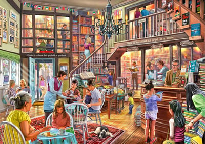Bluebird Puzzle legpuzzel Bookshop Tearoom - 2000 stukjes - kleurrijk puzzelplezier.