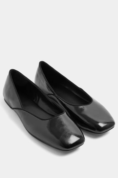 Yours Zwarte Ballerina's Met Vierkante Neus In Brede Epasvormsize 37E