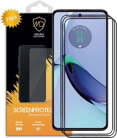 3-Pack MobyDefend Screenprotectors - Geschikt voor Motorola Moto G84 - Screensavers Met Zwarte Randen - Gehard Glas