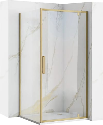 Rea Rapid Swing Brush Gold 100X80 - 195 cm - Douchecabine - Rechthoek - Geborsteld Goud