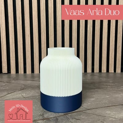 Vaas Arla Duo - Japandi style - 3D geprint - Kunstbloemen - Legobloemen