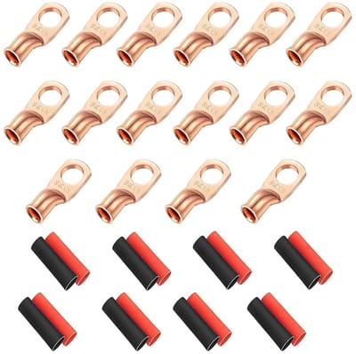 16 Stuks Batterij Oogjes en Kabel Eindstukken, Robuuste Koperen Ring Terminals, Crimp Ooglet Connectoren voor Batterijverbindingen en Elektrische Toepassingen