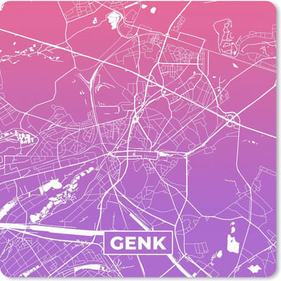 Muismat 20x20 cm - Mousepad Stadskaart - Genk - België - Paars - Muismatten