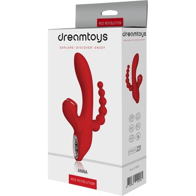 Dream Toys - Anna Drievoudige vibrator met zuigfunctie - Rood
