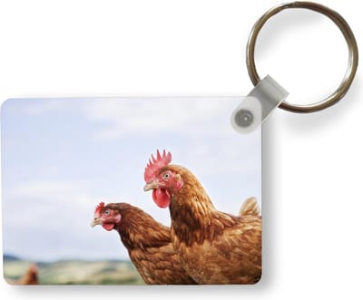 Sleutelhanger - Close-up van twee kippen - Uitdeelcadeautjes - Plastic