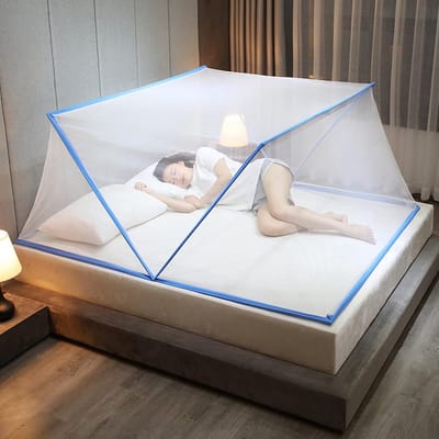 Opvouwbare Klamboe - Baby Tent - Bescherming Slaap - Zonder Touwen - Voor 1.5m Bed - Blauw
