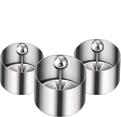 KZQ Set van 3 Ronde Roestvrijstalen Taartringen, Mousse Ring Mal met Aandrukker voor Bakken en Desserts