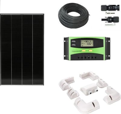 Compleet 170W Zonnepaneel set - Mono Kristallijne Celtechnologie - 12V - daglichtpaneel - Met MC4 connectoren - Voor camper, boot, caravan, accu, etc - Met Nederlandse handleiding