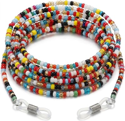 Multicolor kralen brillenkoord dames en heren – brillenkoord met kleine ronde glazen kralen – kleurrijke brillenketting met antislip siliconen uiteinden