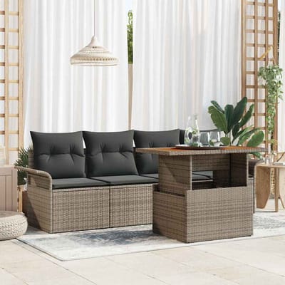 vidaXL - Tuinbank - Set - 5 - st - Grijs - poly - rattan