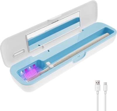 Tandenborstel Desinfectie - Reisdoos Sterilisator - Mondhygiëne - Met Ingebouwde Spiegel - 220 mm - Hemelsblauw