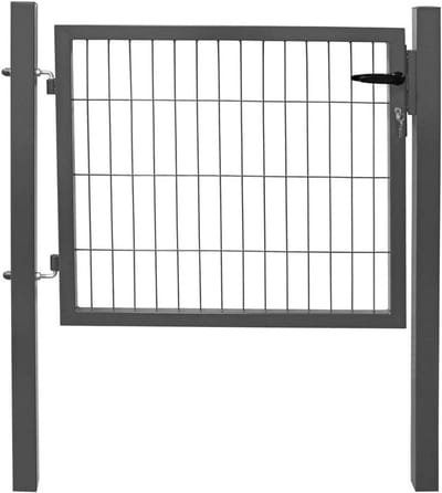 Tuinpoort met slot - Hekdeur roosterpoort - Tuin afscheiden - Gepoedercoat staal - 80 cm hoog - Antraciet