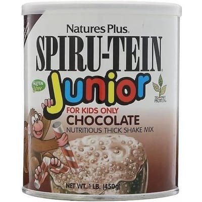 Nature's Plus- Spiru-Tein Junior, Voedzame Dikke Shake Mix, Chocolade, 1 lb (450 gram)