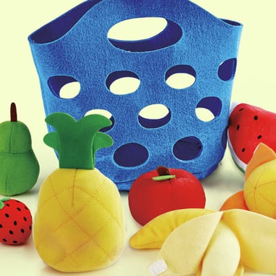 Hape Fruitmandje - Speelgoed Fruitkorf met 7 Zachte Stuks Speelfruit, vanaf 18 Maanden