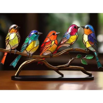 Metalen Vogel Ornamenten Huisdecoratie Ornamenten Honderd Bloemen Vogel Acryl Huisdecoratie Woonkamer en Slaapkamer Decoratie Metallic