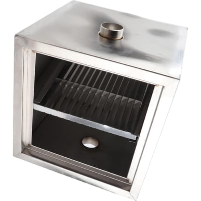 Bac à Graisse Commercial 30x30x30cm Acier Inoxydable Raccord Intercepteur de Graisse pour Tuyau Intérieur 50mm gray