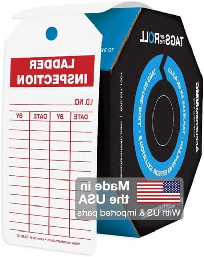 Ladder Inspectie Tags - Veiligheidslabels Werkplek - Veiligheid Naleving - Dubbelzijdig Bedrukbaar - 100 stuks - Wit