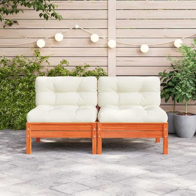 vidaXL - Tuinbank - zonder - armleuning - met - kussens - grenenhout - wasbruin