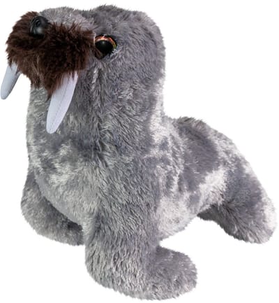 Lumo Stars pluche knuffel walrus Werner 15cm grijs speelgoed.