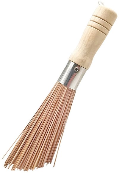 Namajunas - Bamboe keukenborstel - Schoonmaakborstel wok - Duurzaam - Schuine kop - Schoonmaakborstel met lange steel voor pannen - Keukengerei - Geschikt voor gietijzeren pan en koolstofstalen kookgerei - Voor thuis en in de keuken van restaurants