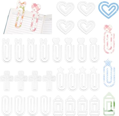 28 Pack Sublimatie Acryl Paper Clips in 7 Stijlen - Hart, Kruis en Pen Vormige Transparante Blanks voor Kantoor, Klaslokaal en Creatieve DIY Projecten